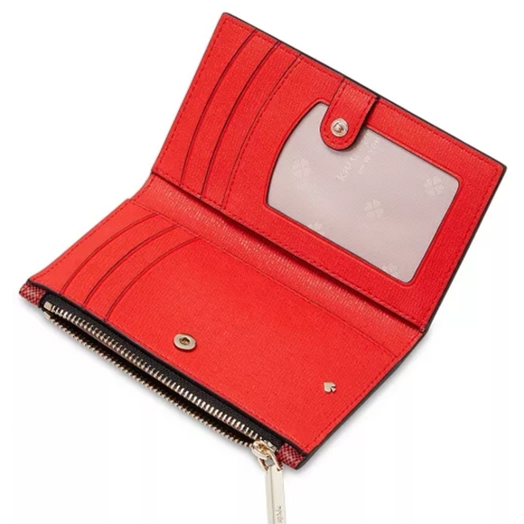 ‼️LAST DAY!♠️ KATE SPADE Boxed Spencer Foliage Plaid Small Slim Bifold Wallet ♠️ - Picture 3 of 8